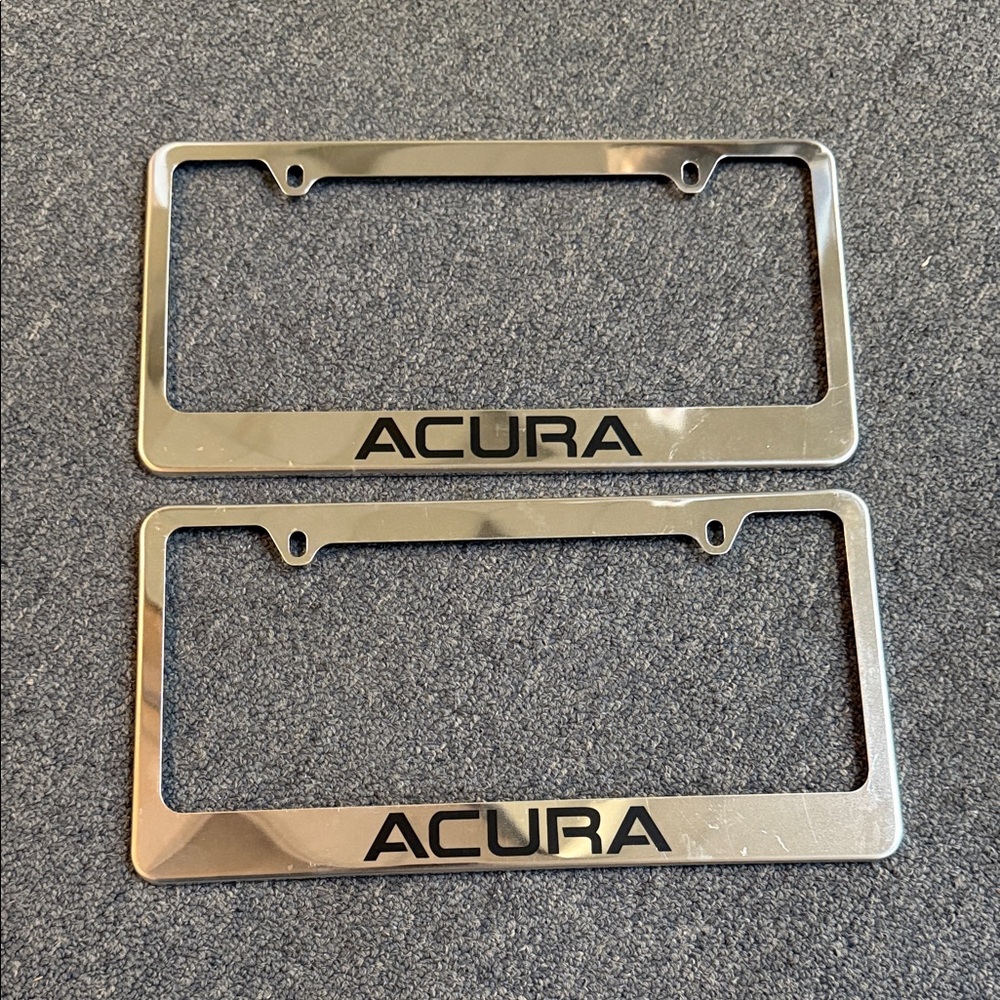 Acura Chrome Silver Metal License Plate Frame Set